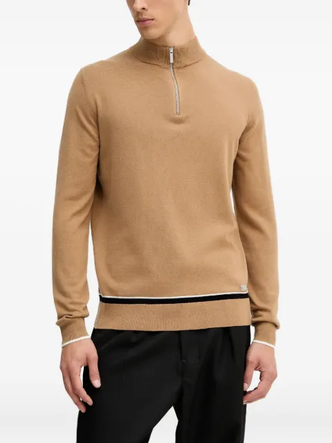 Karl Lagerfeld zip-up stripe-detail sweater