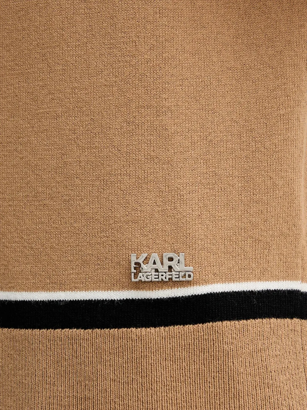 Karl Lagerfeld Trui met rits en streepdetail Beige
