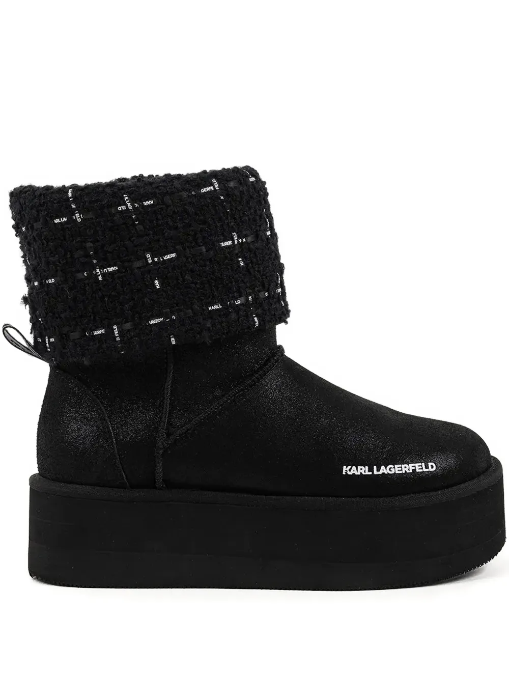 Karl Lagerfeld Thermo Knit-trimmed Platform Boots In Black