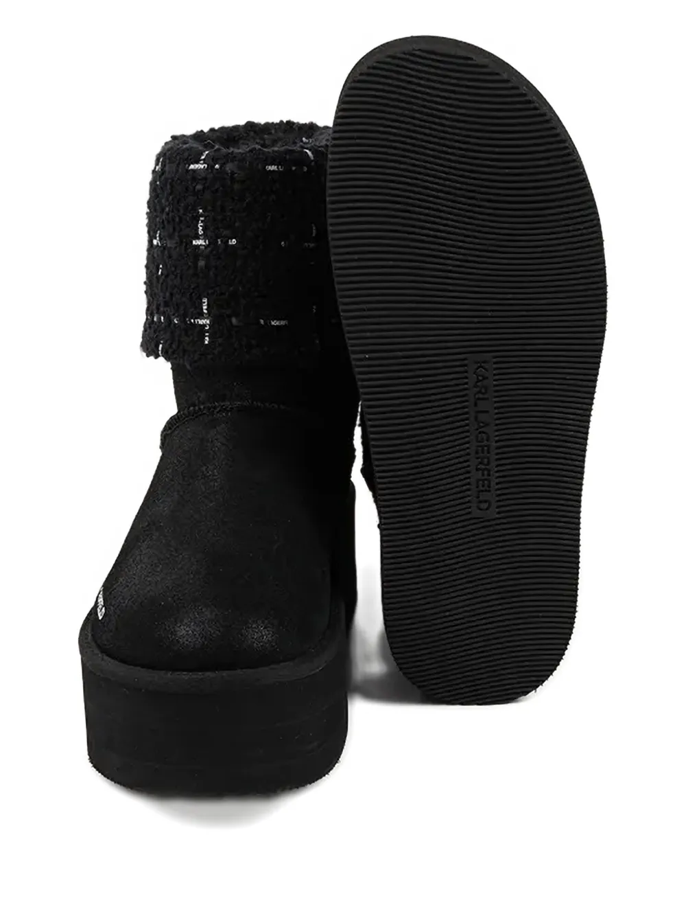 Karl Lagerfeld Thermo laarzen met plateauzool en gebreide afwerking Zwart