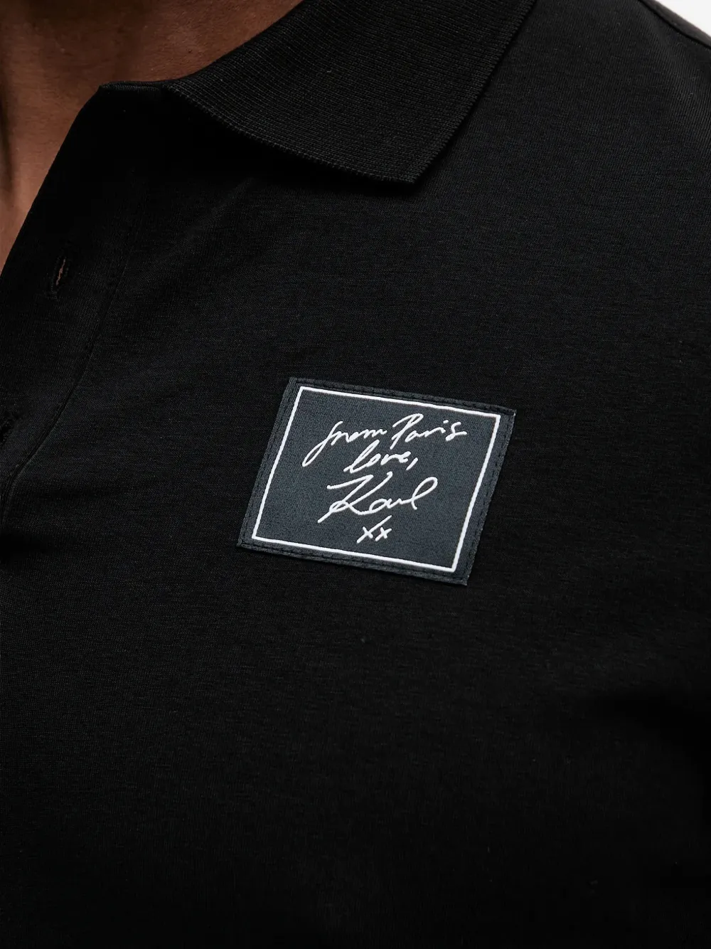 Karl Lagerfeld X Paris Hilton Patch Polo Shirt In Black