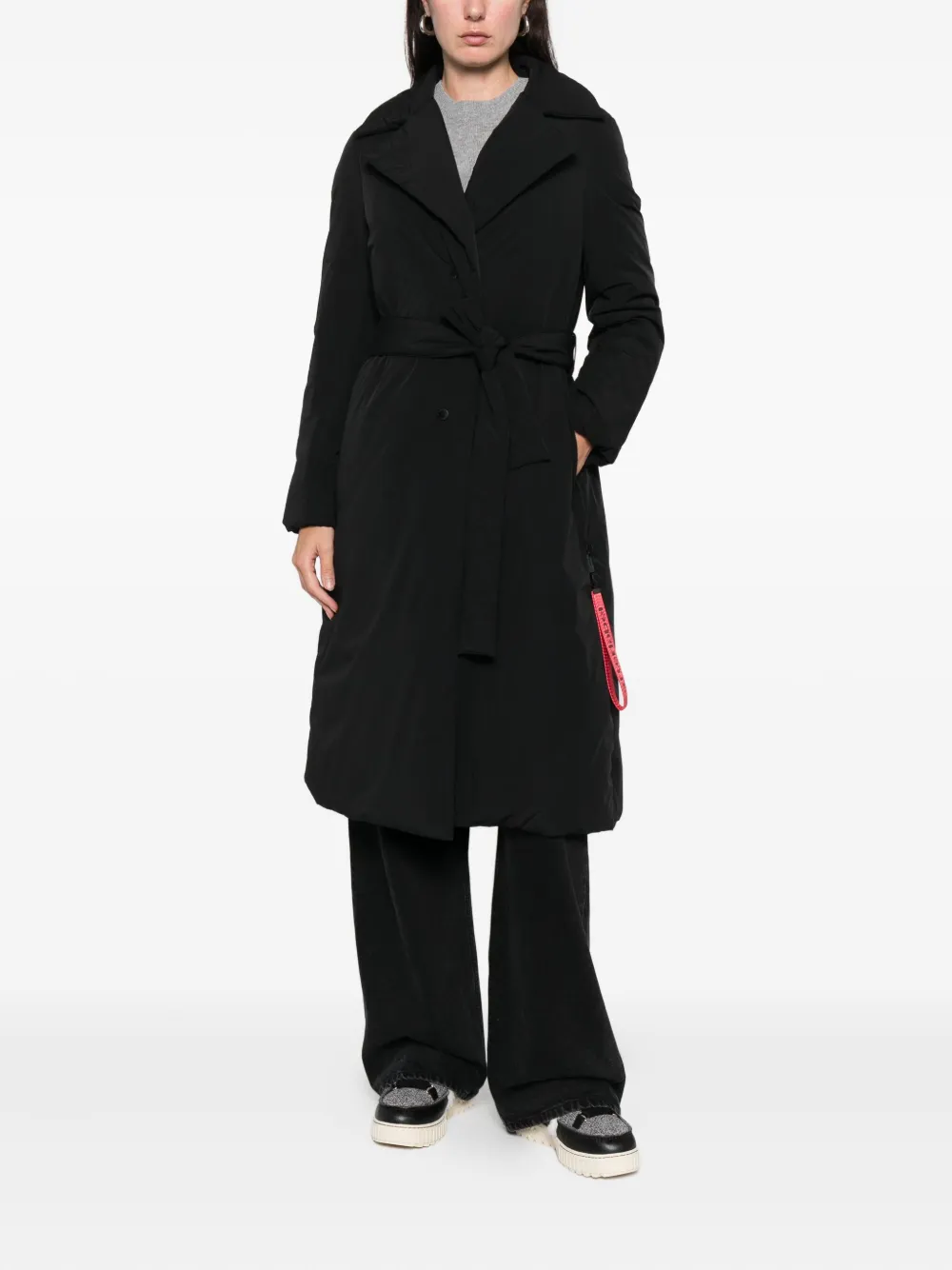 AFTER LABEL Oklan jas met ceintuur - Zwart