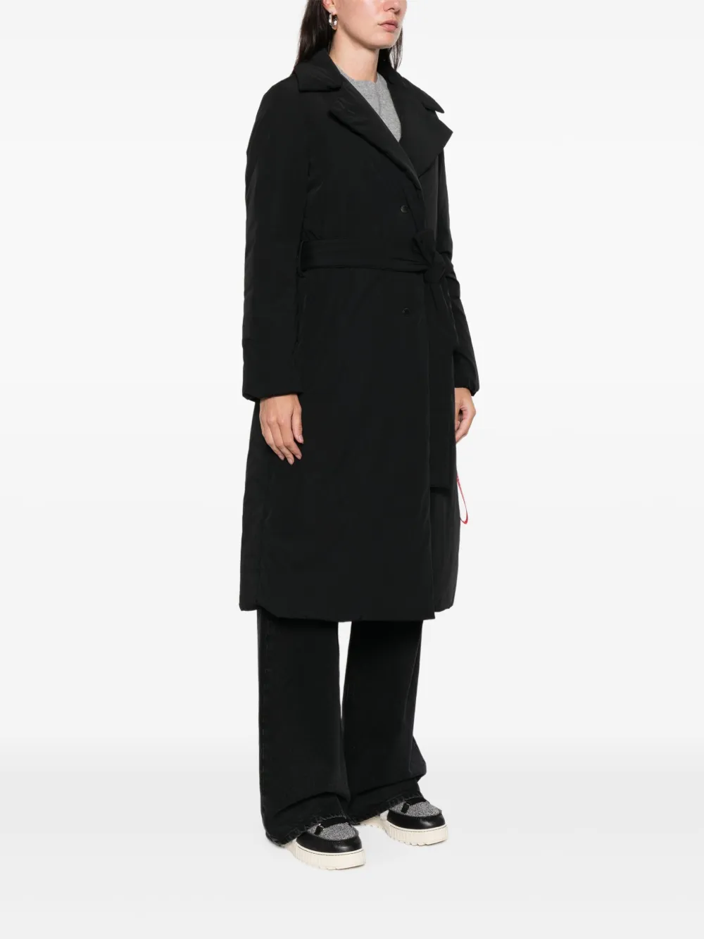 AFTER LABEL Oklan jas met ceintuur Zwart