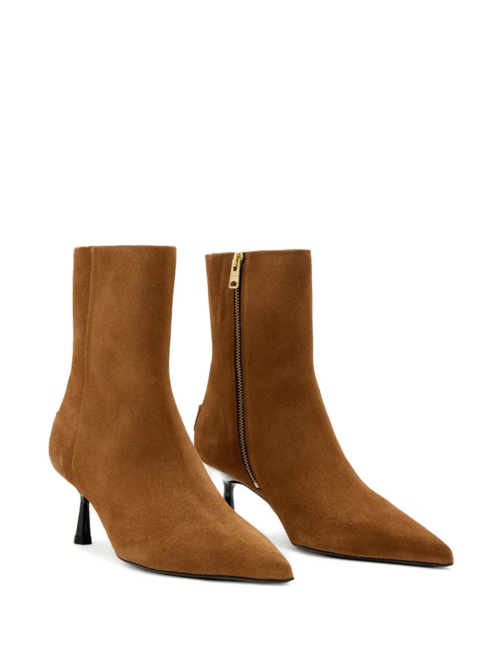 AllSaints 62 mm Vivian laarzen met puntige neus en rits Bruin