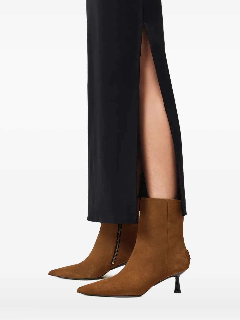 AllSaints 62 mm Vivian laarzen met puntige neus en rits Bruin