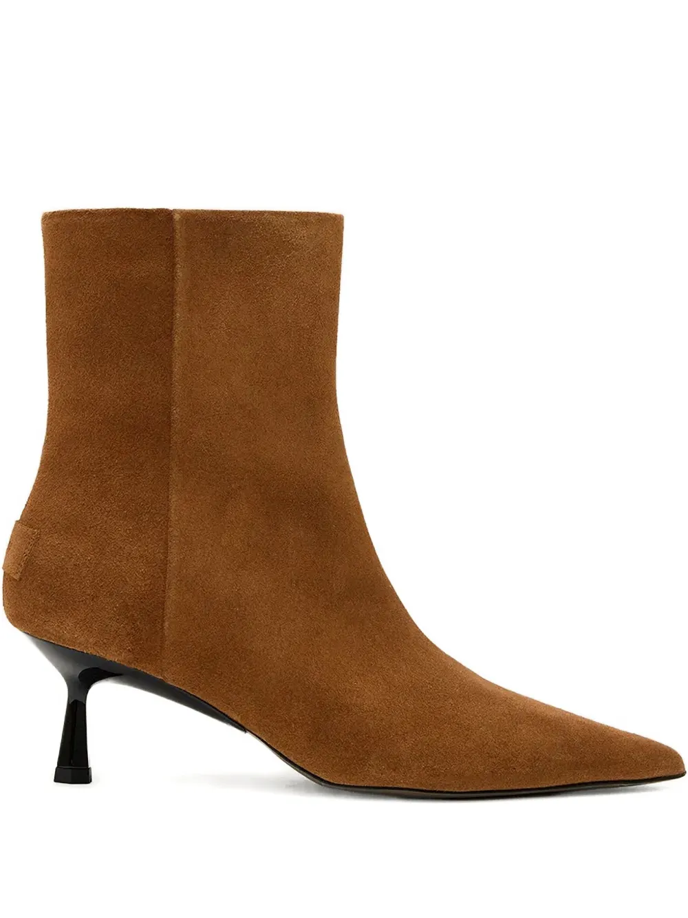 AllSaints 62 mm Vivian laarzen met puntige neus en rits Bruin