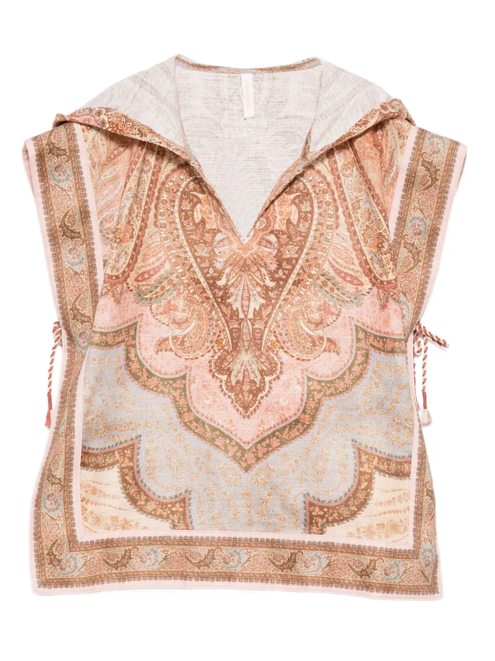 ZIMMERMANN Kids Awaken hooded patterned poncho - Nude
