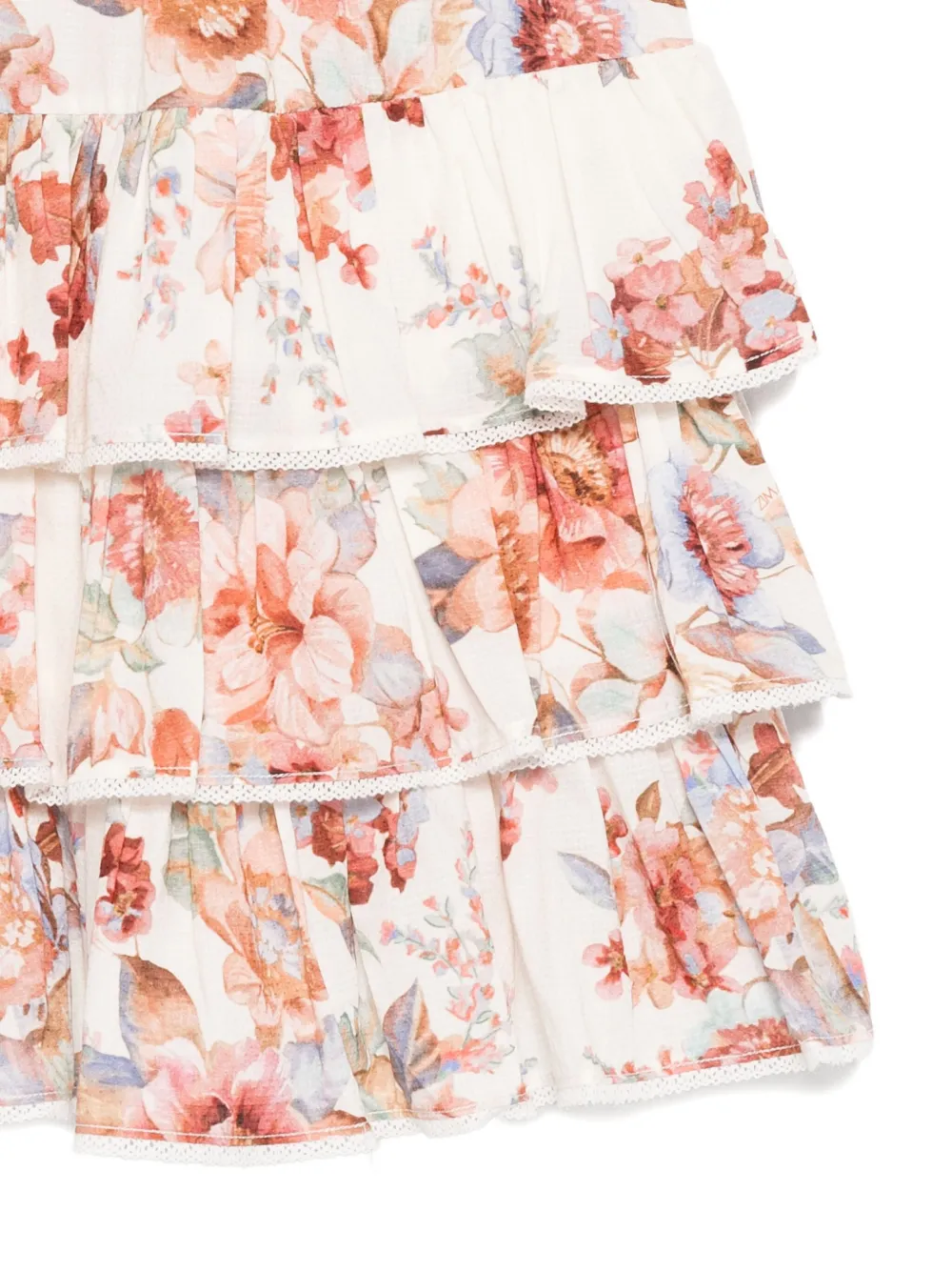 ZIMMERMANN Kids Awaken gelaagde jurk met ruches Wit