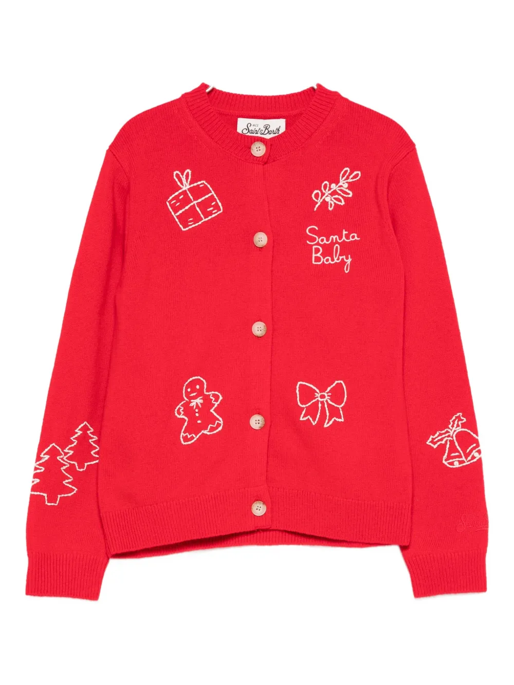 Mc2 Saint Barth Kids' Bellamy Embroidered Cardigan In Red