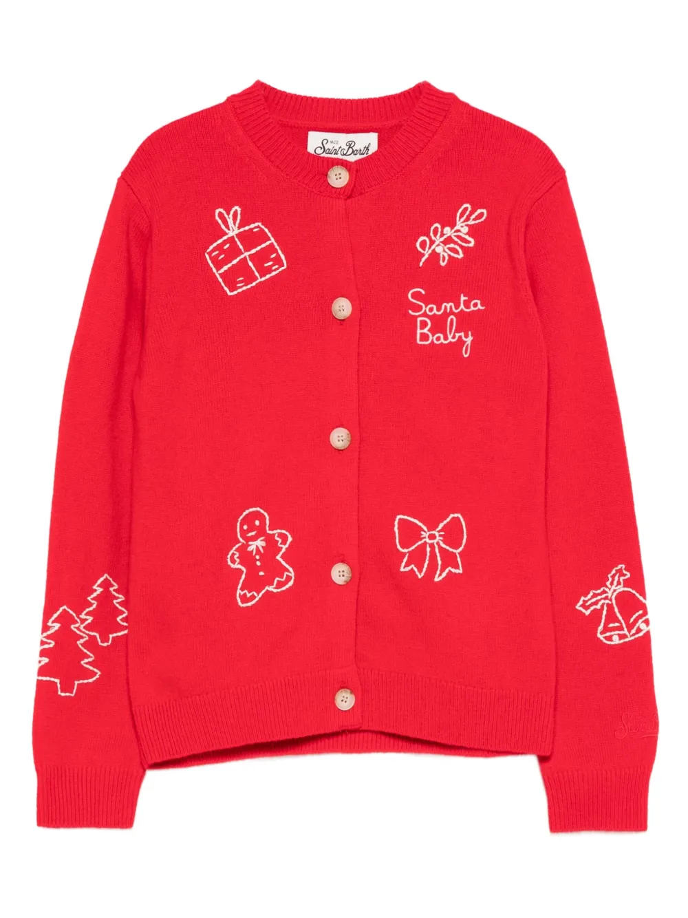 MC2 Saint Barth Kids Bellamy エンブロイダリーカーディガン - レッド MC2 Saint Barth Kids Bellamy エンブロイダリーカーディガン - レッド
