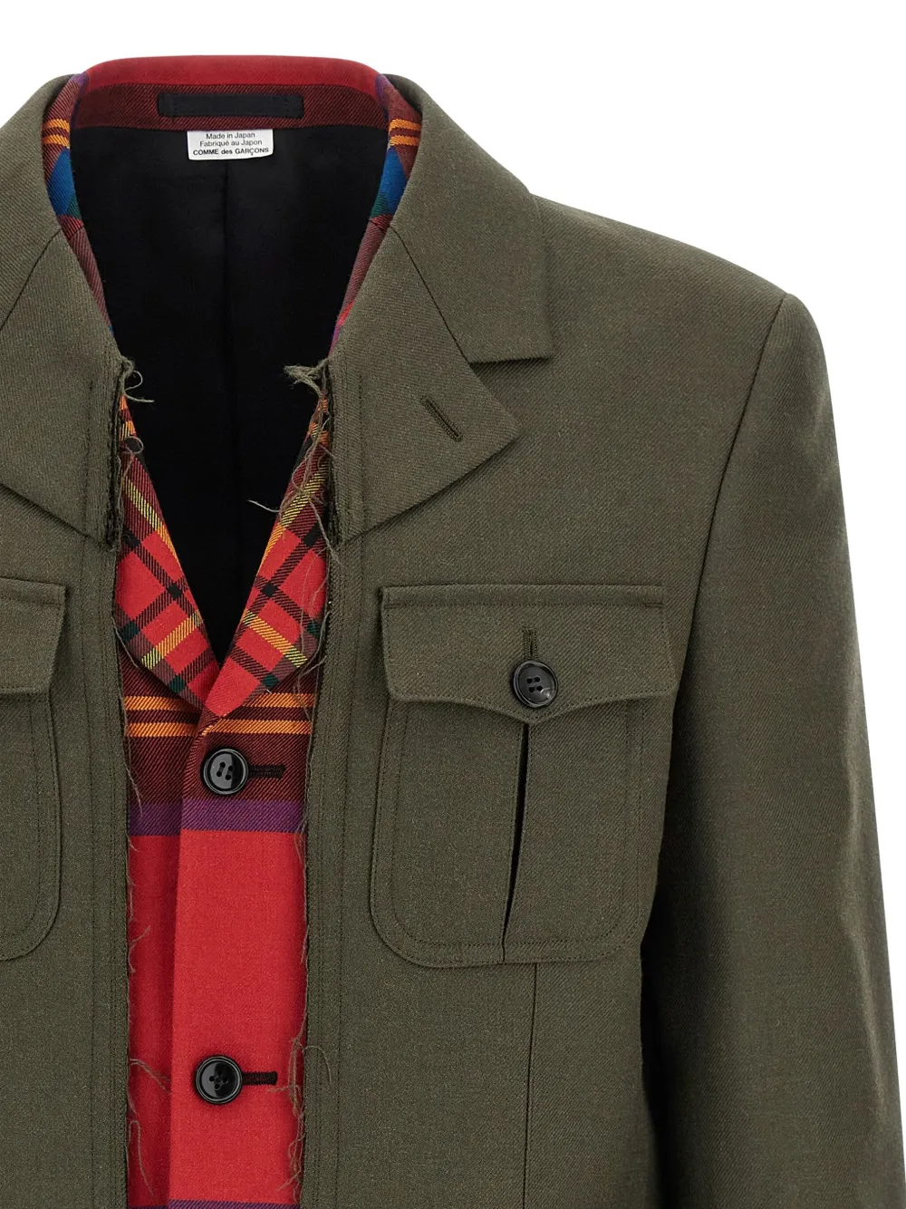 Comme Des Garçons Homme Deux Layered Wool Military Jacket In Brown