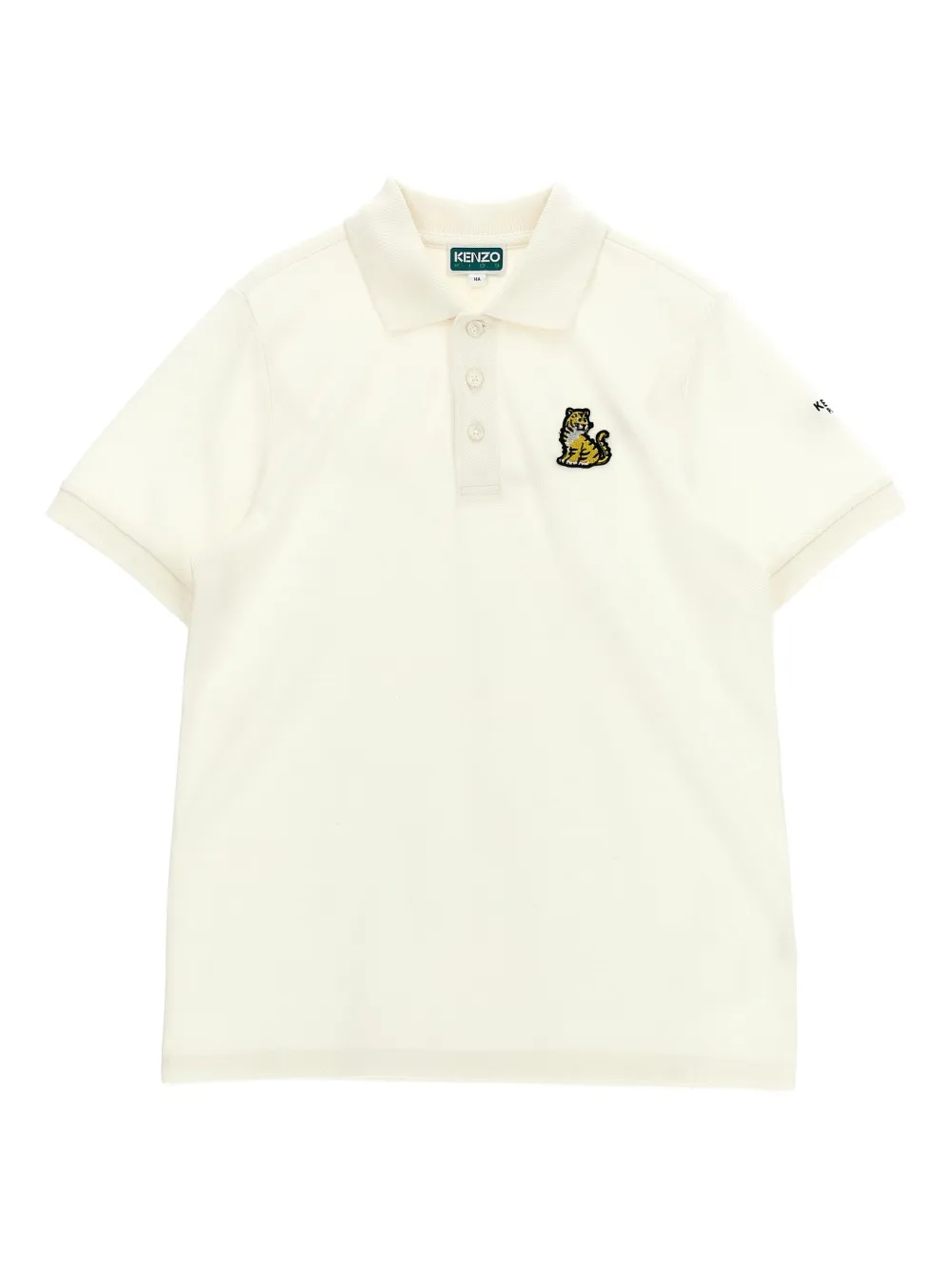 Kenzo Kids tiger-patch polo shirt - Toni neutri