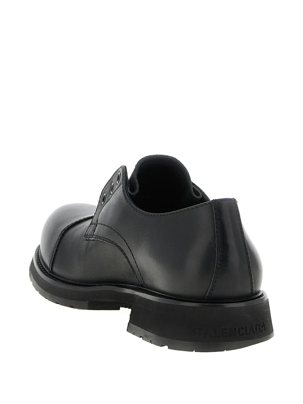Balenciaga Black Truck Leather Derby Shoes In Black