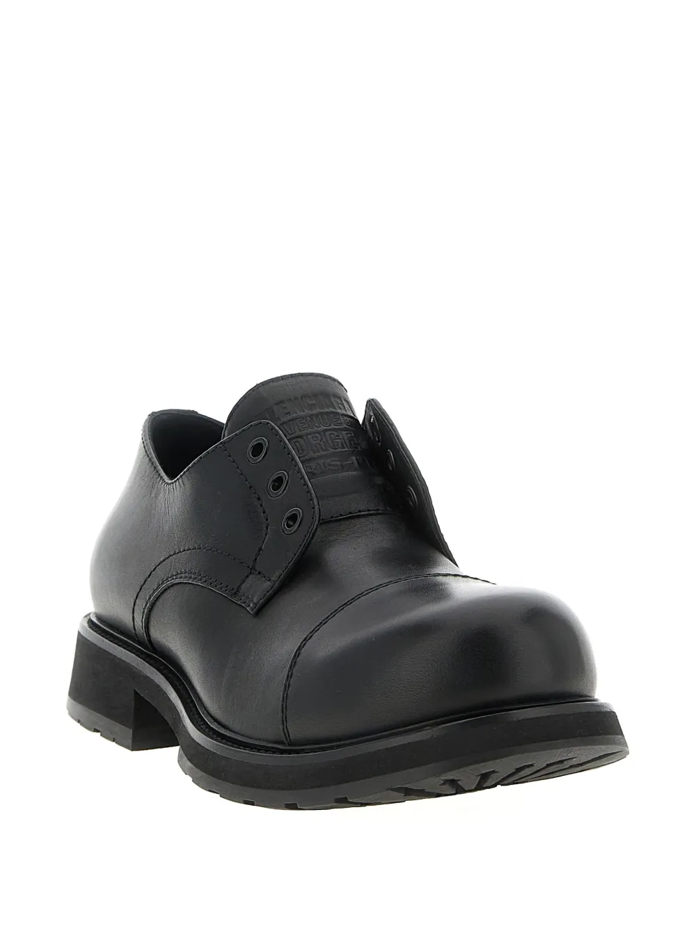 Balenciaga Black Truck Leather Derby Shoes In Black