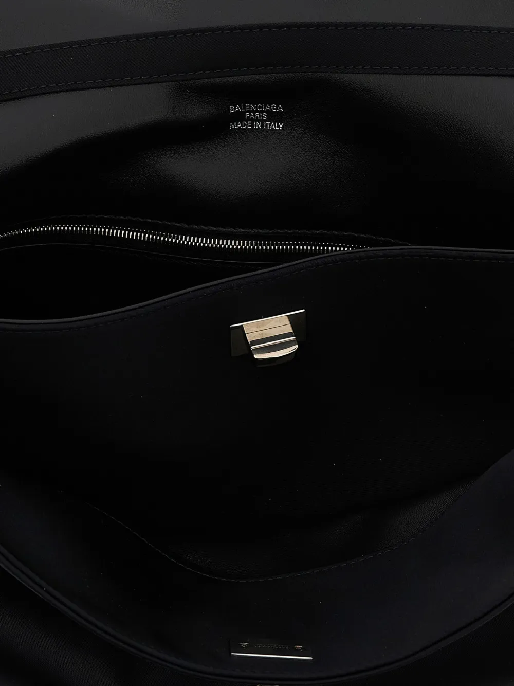 Balenciaga Medium Handbag With Top Handle And Metallic Hardware In Black