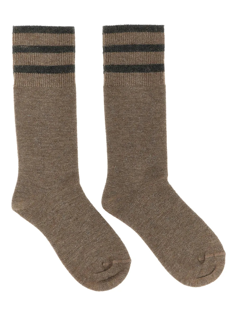 Brunello Cucinelli Lamé-thread Striped Socks In Brown