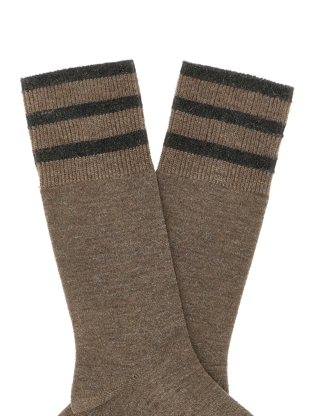 Brunello Cucinelli Lamé-thread Striped Socks In Brown