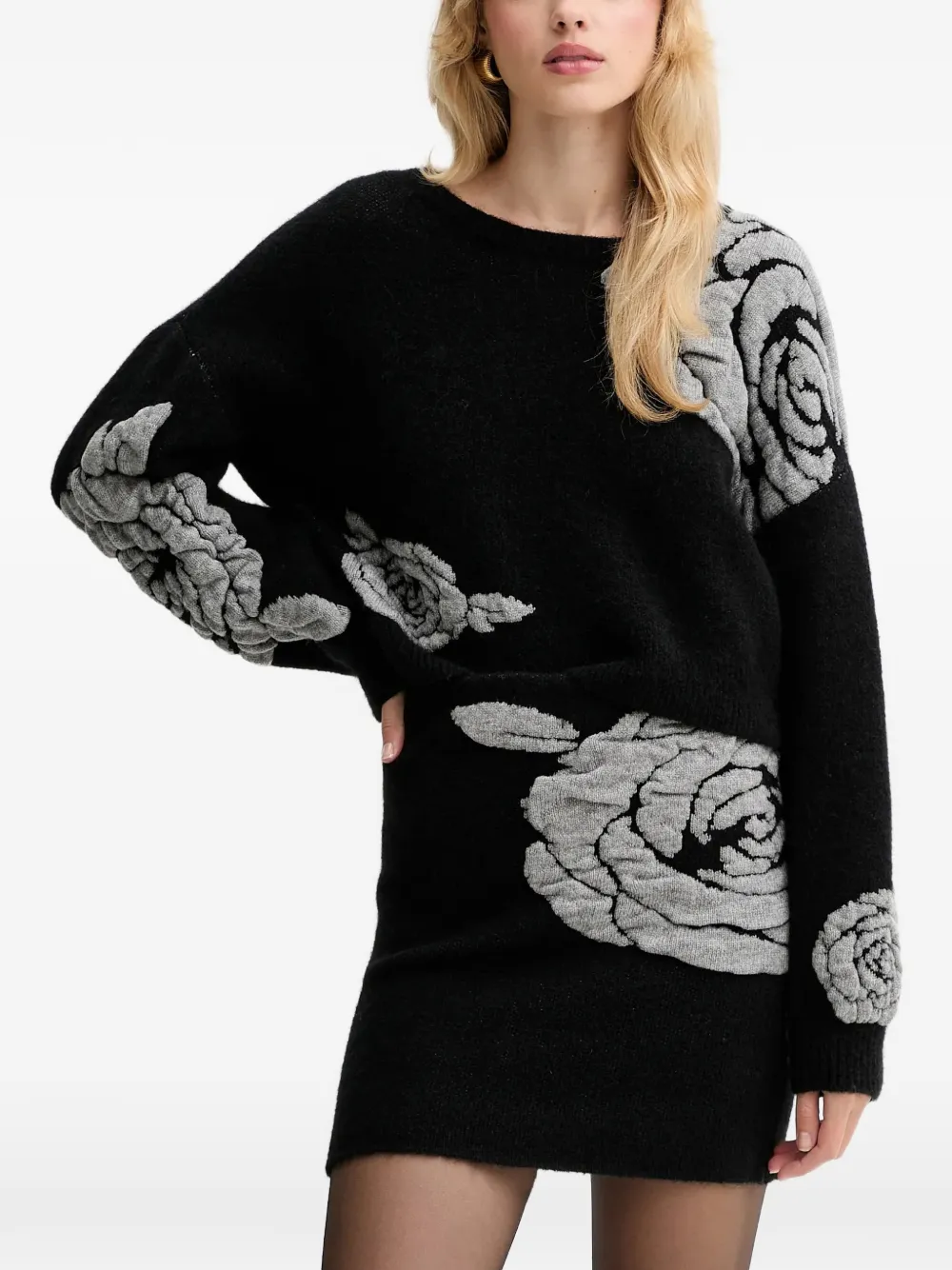 Gestuz GZrosaly floral sweater - Nero