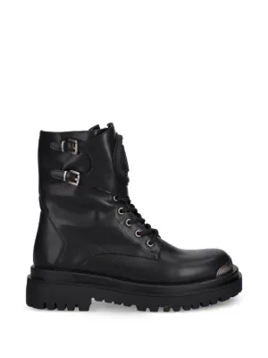 Roberto Cavalli Black Leather Lace-Up Combat Boots with Studded Crest Roberto Cavalli lace-up Studded Boots | Black | FARFETCH main image 3