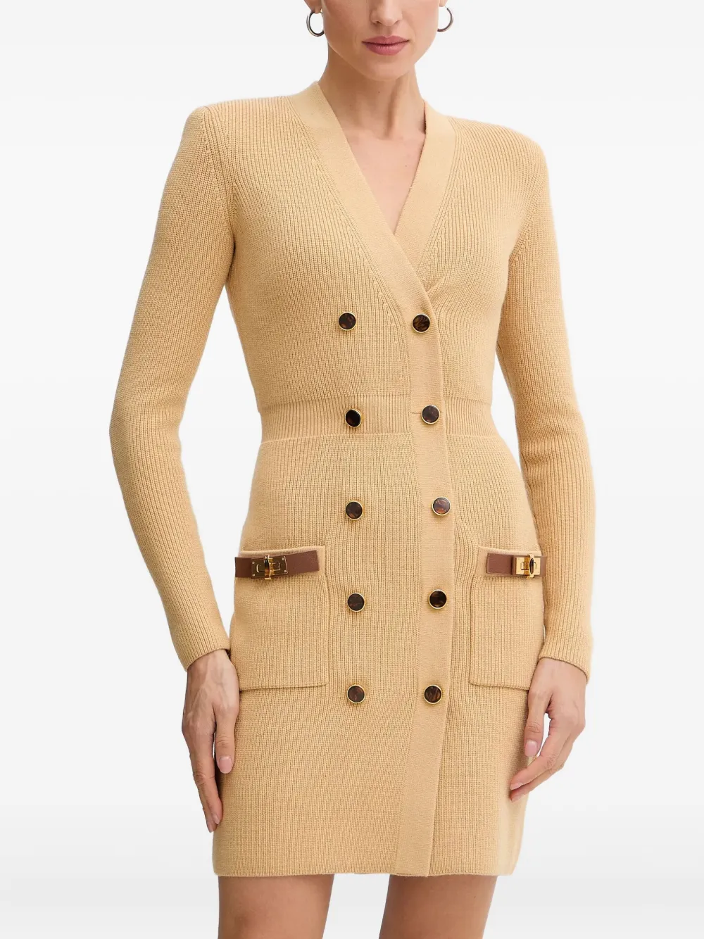 Elisabetta Franchi Double-breasted Mini Dress In Neutral