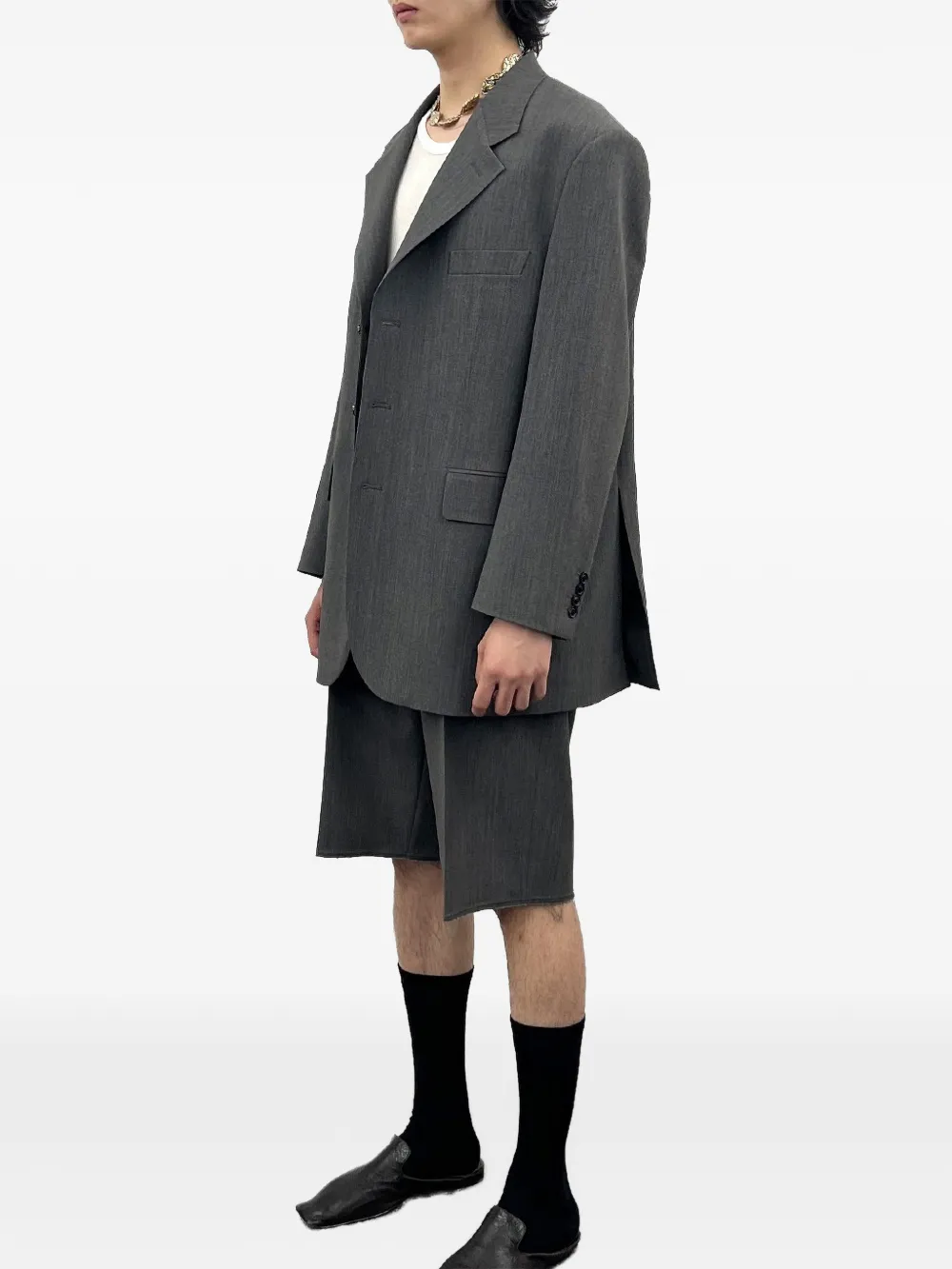 TONYWACK Formele shorts met franje afwerking Grijs