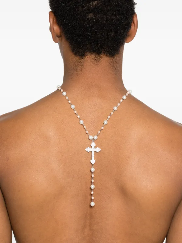 mens beaded cross necklace