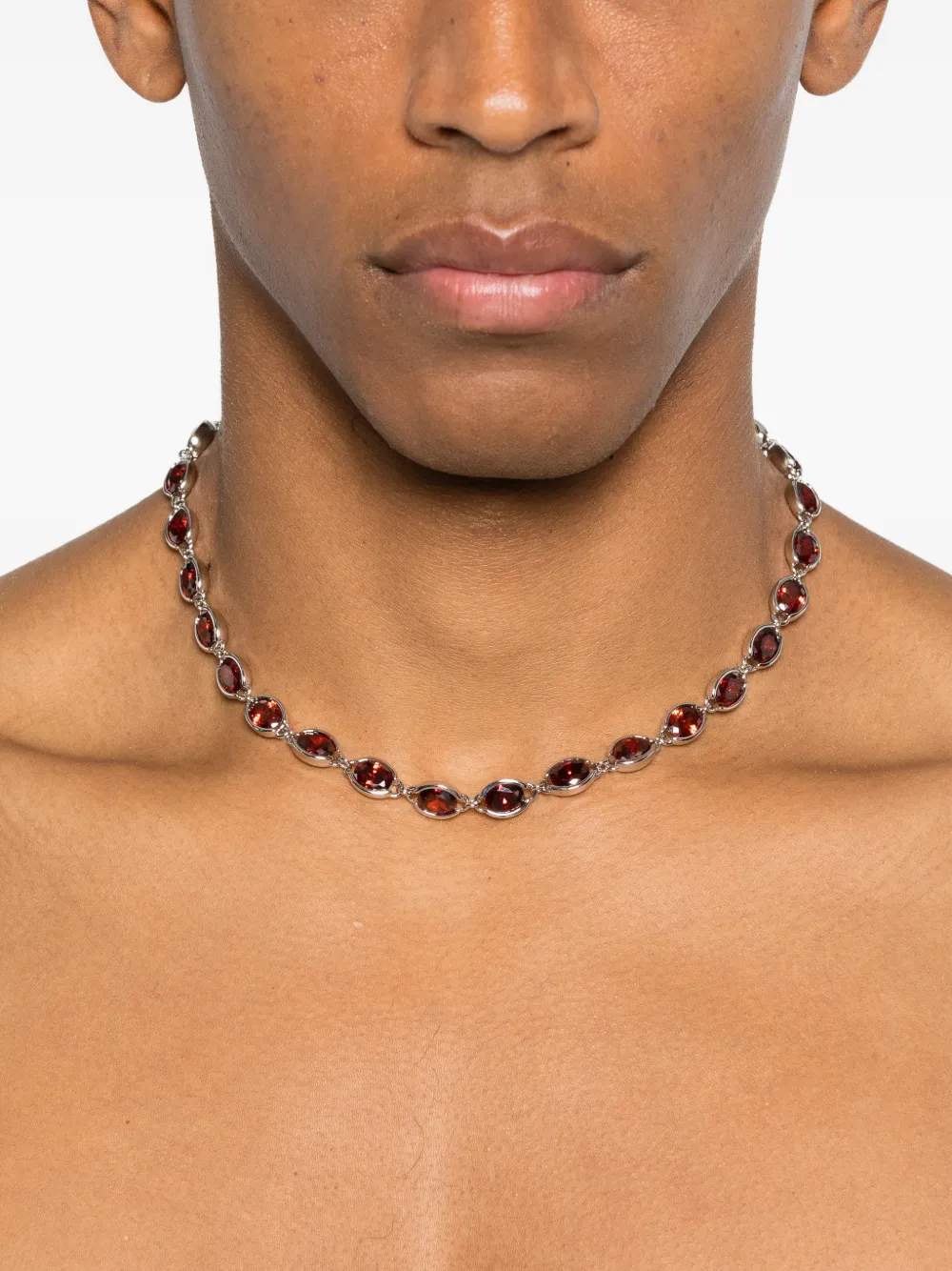 Darkai Oval-stone Necklace In Silver