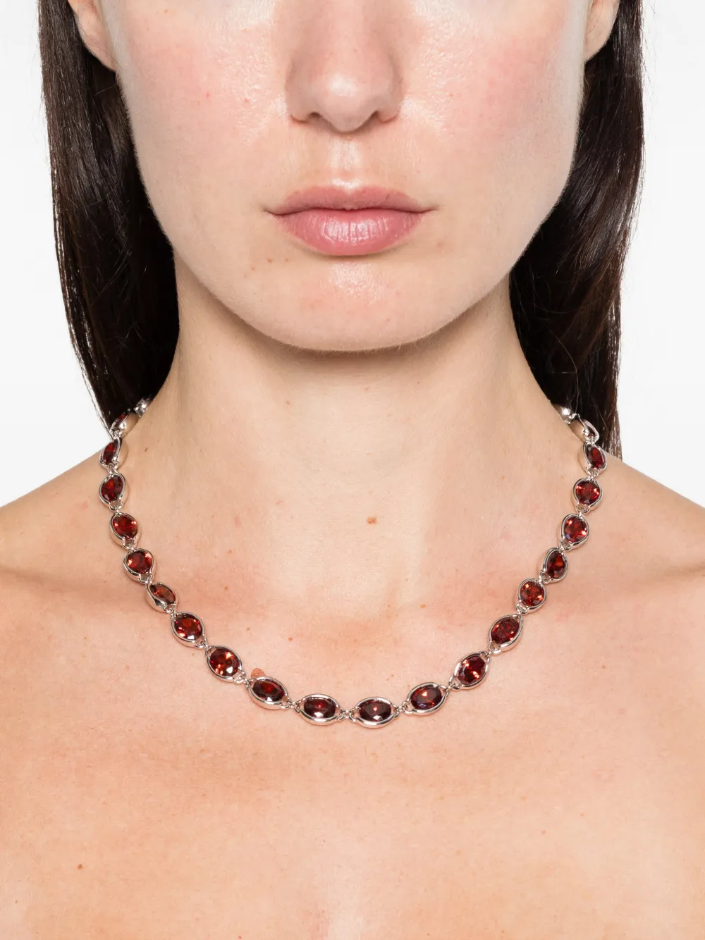 Darkai Oval-stone Necklace In Silver