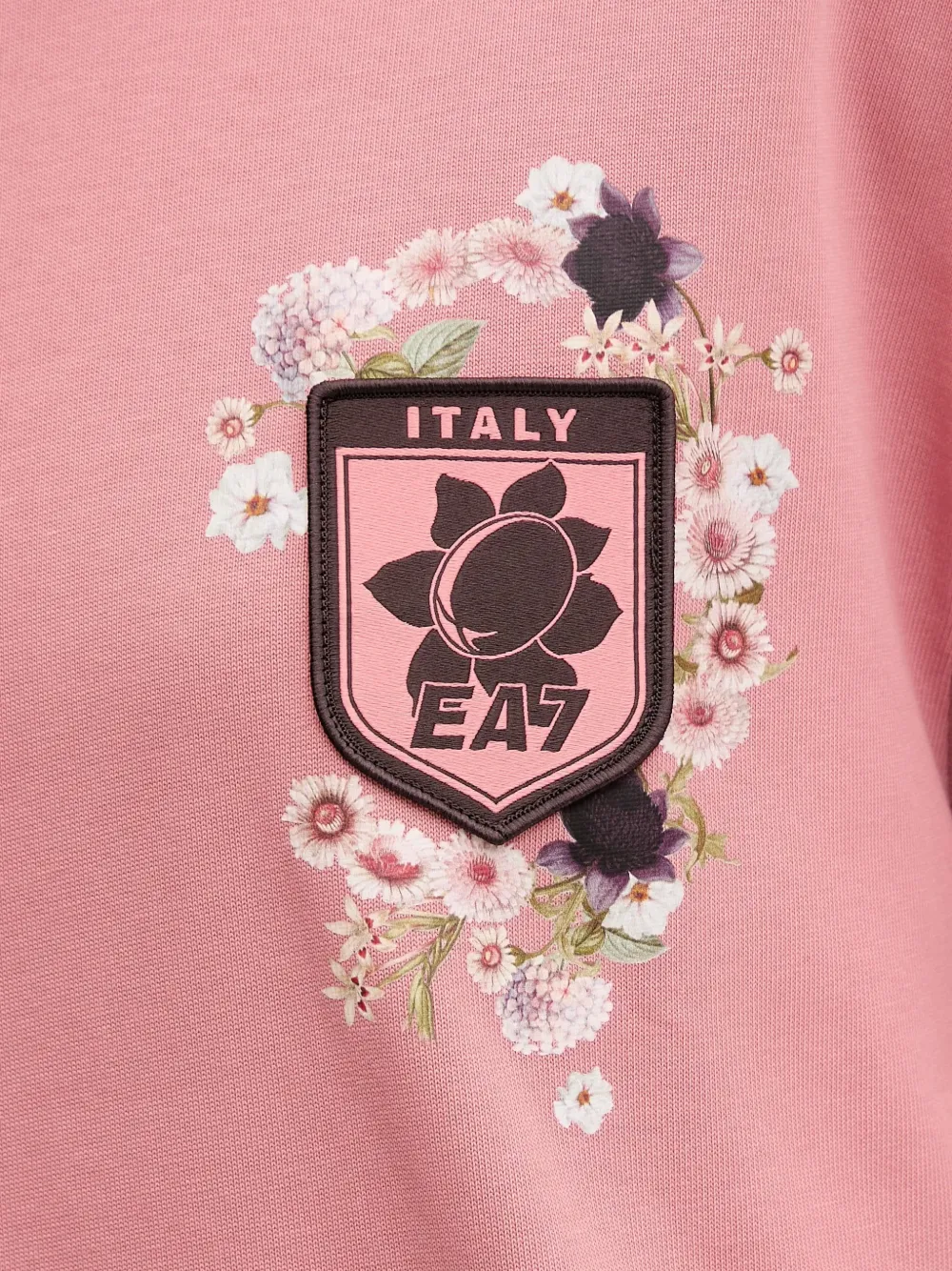 Ea7 Floral-print T-shirt In Pink