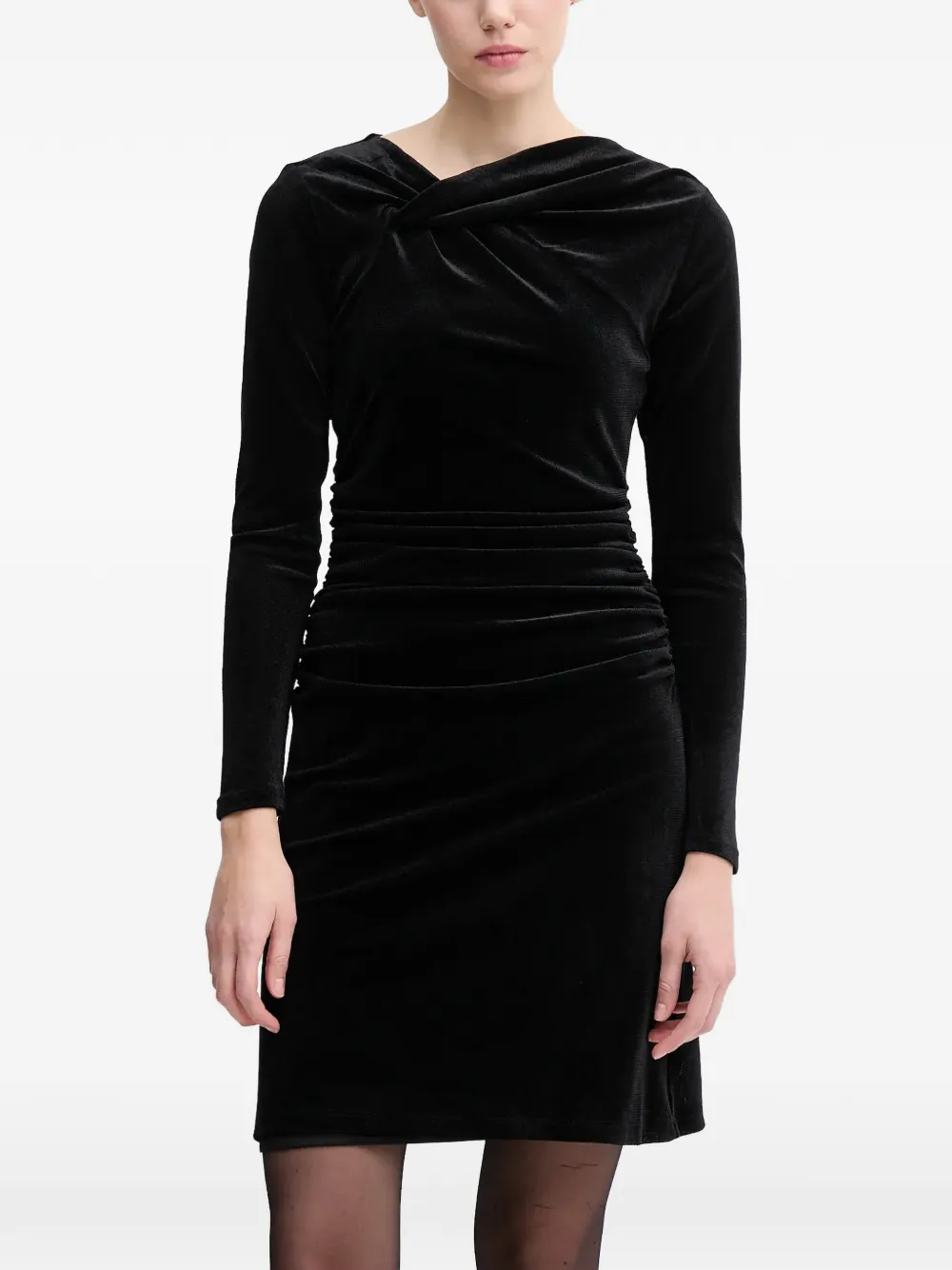 Dkny Twisted Long-sleeve Mini Dress In Black