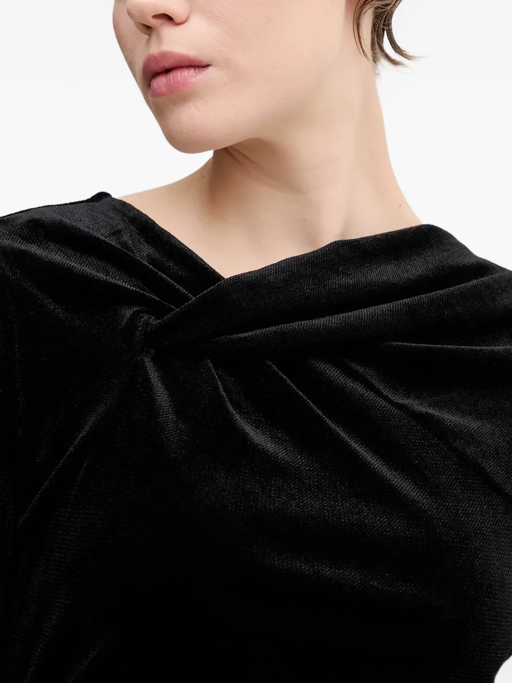 Dkny Twisted Long-sleeve Mini Dress In Black