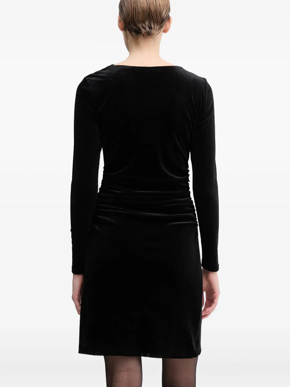 Dkny Twisted Long-sleeve Mini Dress In Black
