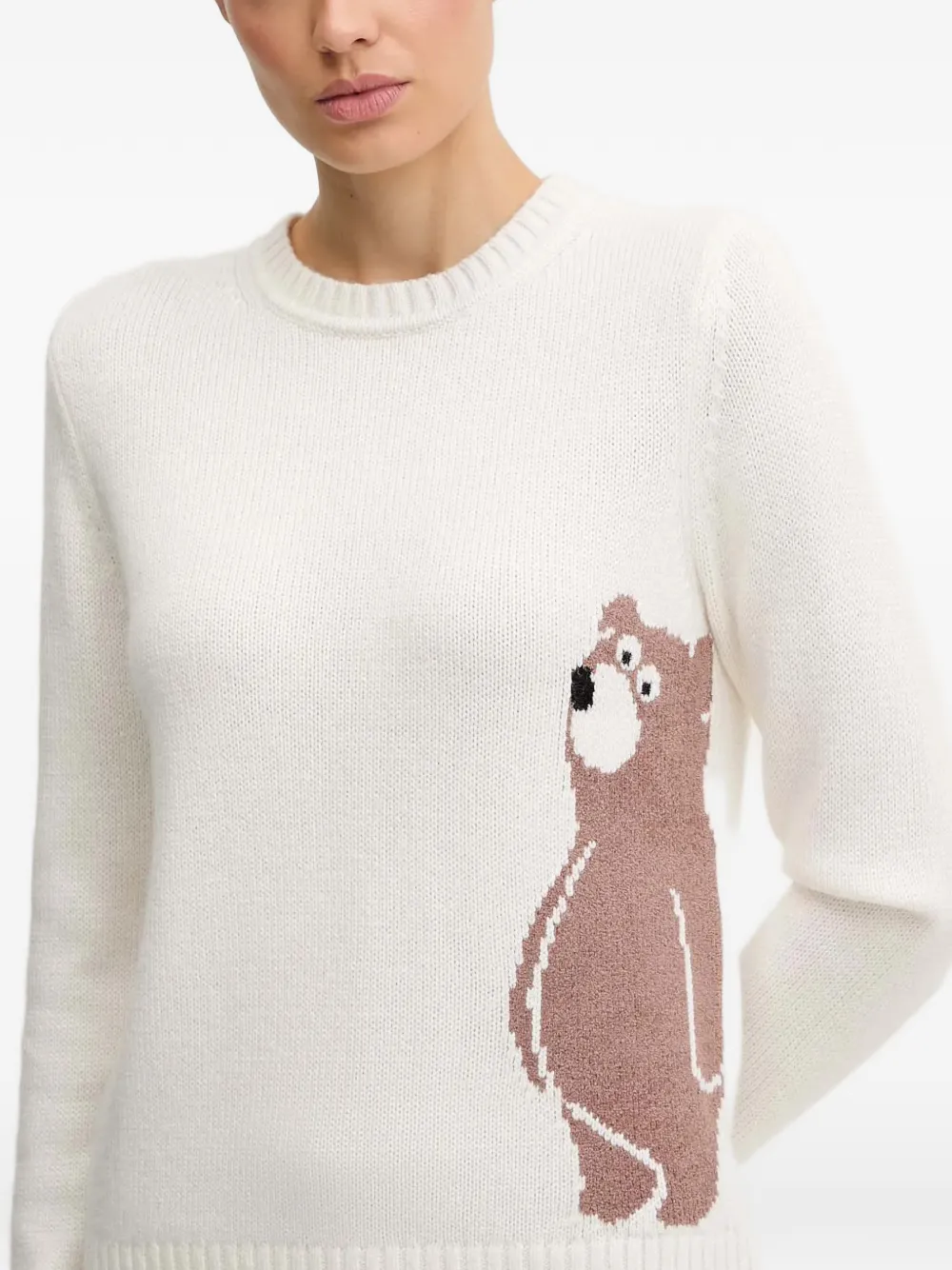 Ea7 Wool Blend Sweater In White