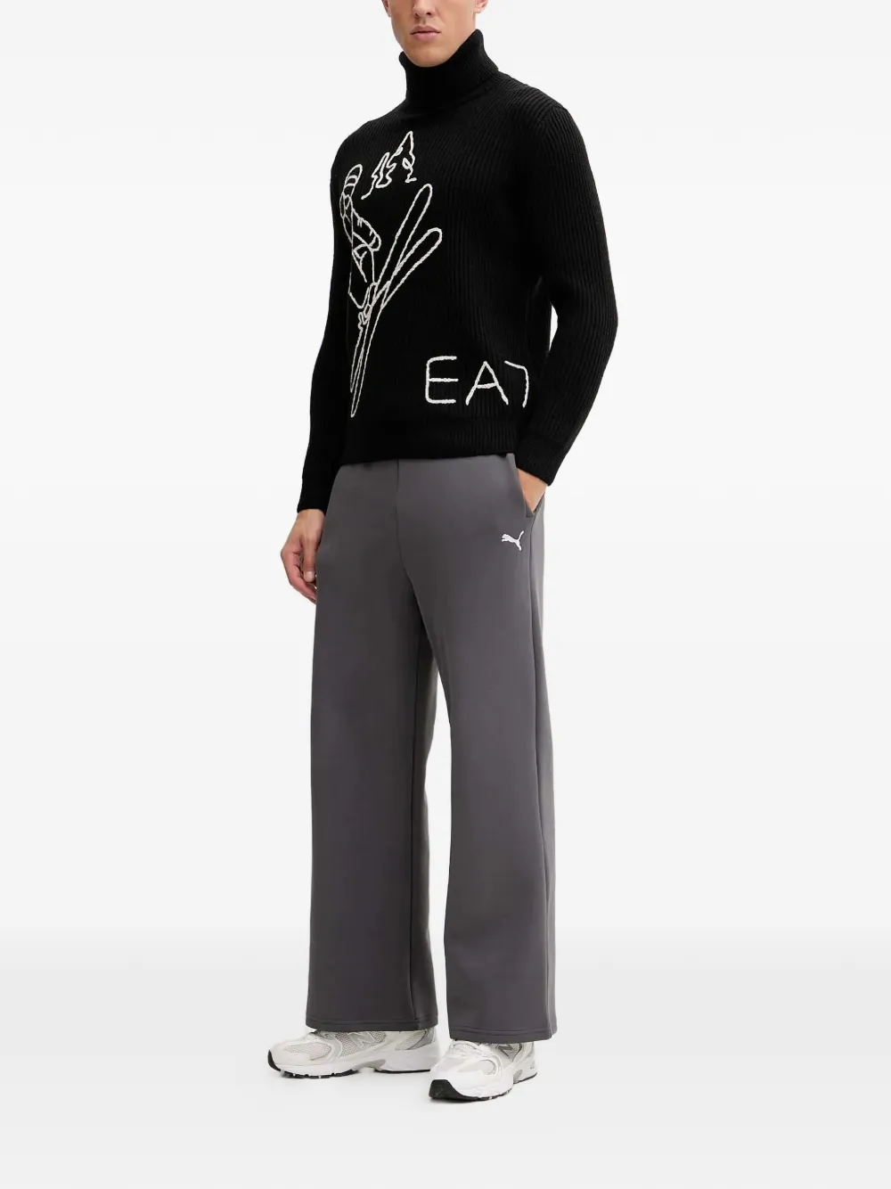 Ea7 Emporio Armani roll-neck graphic sweater - Zwart