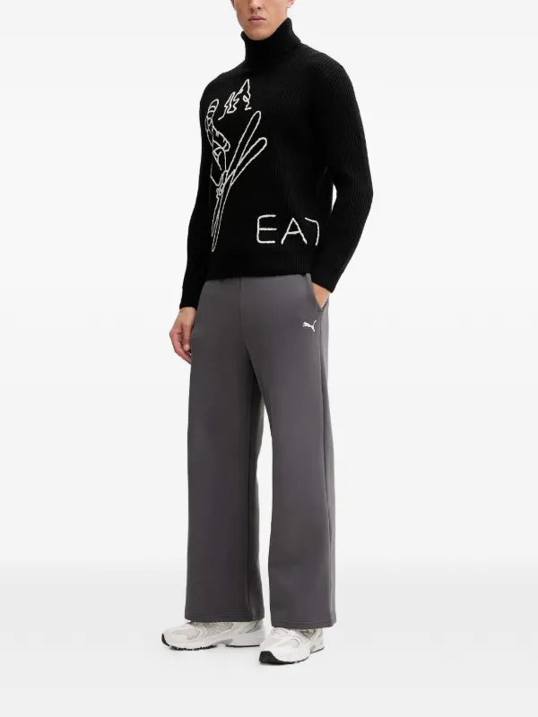 Ea7 Emporio Armani roll-neck Graphic Sweater | Black | FARFETCH