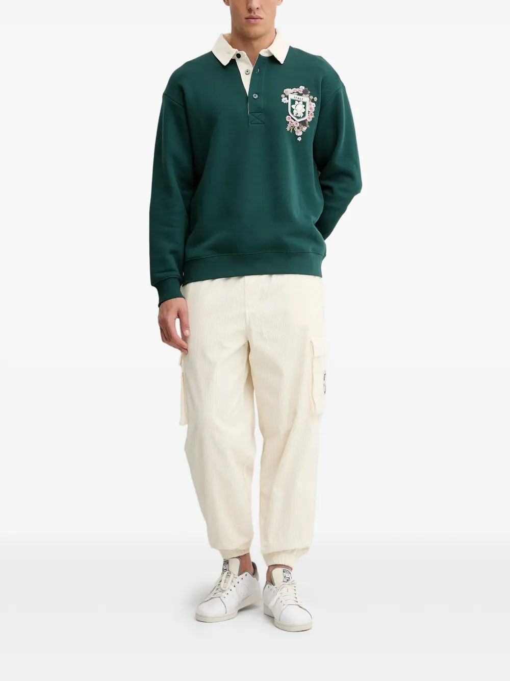 Ea7 Emporio Armani cotton loose fit trousers - Beige