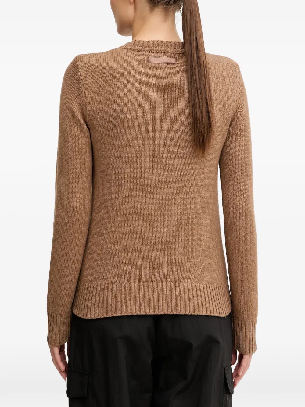 Ea7 Embroidered Sweater In Brown