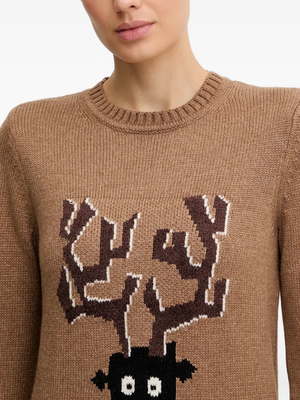Ea7 Embroidered Sweater In Brown