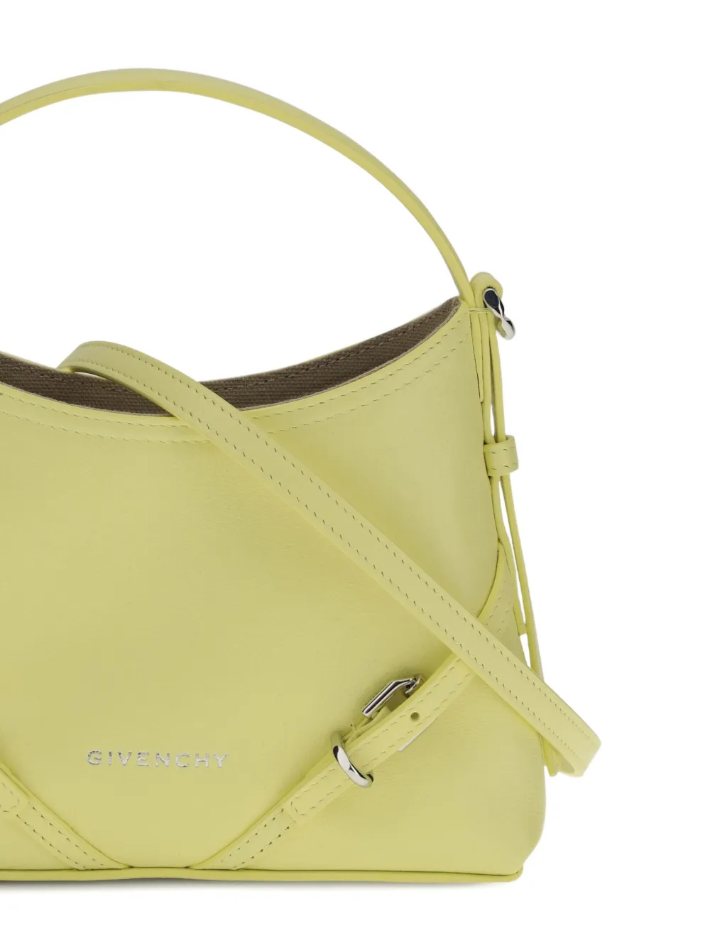 Givenchy Mini Voyou Embossed-logo Tote Bag In Yellow