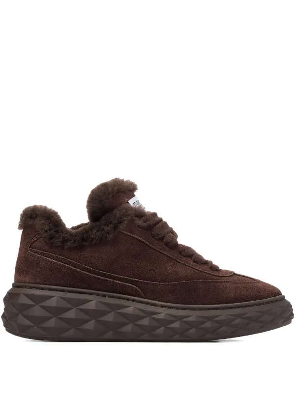 Jimmy Choo Diamond Maxi Retro F Suede Sneakers in Brown