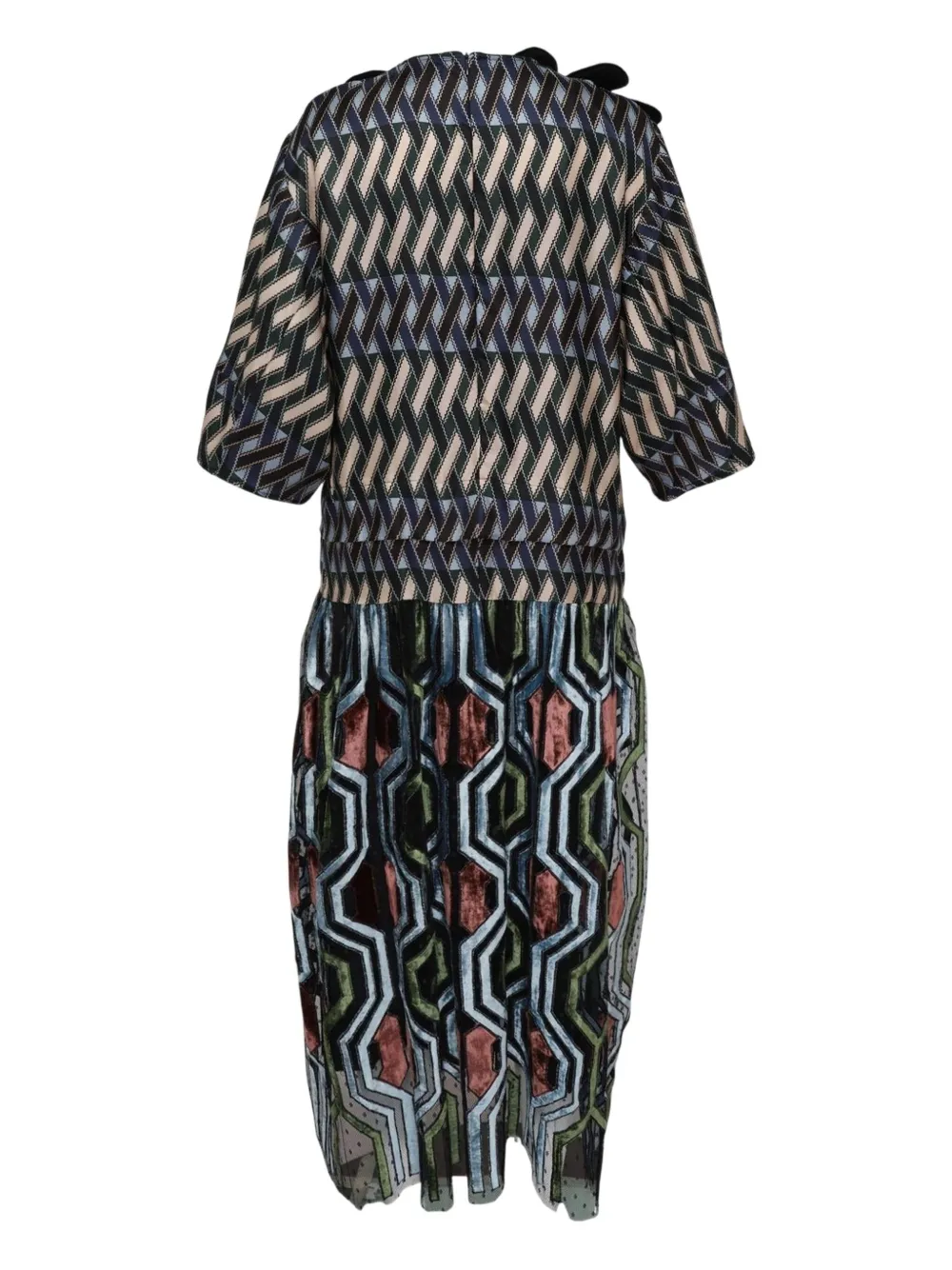 Biyan geometric-print silk dress - Zwart