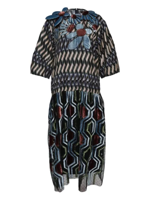 Biyan geometric-print silk dress