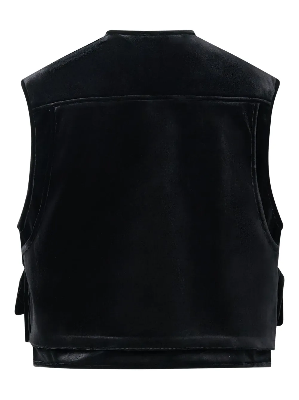Open Yy Floral-appliqué Velvet Gilet In Black