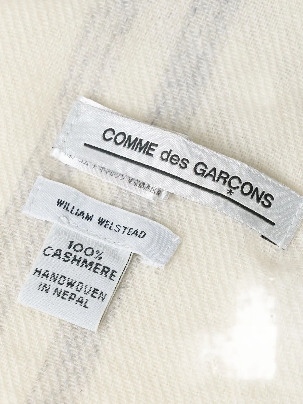 Comme Des Garçons x William Welstead stripe-detail scarf - Beige