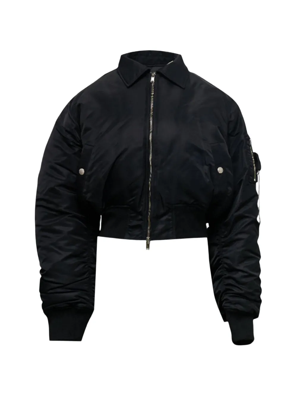 Hache cropped ruched-sleeve bomber jacket - Nero