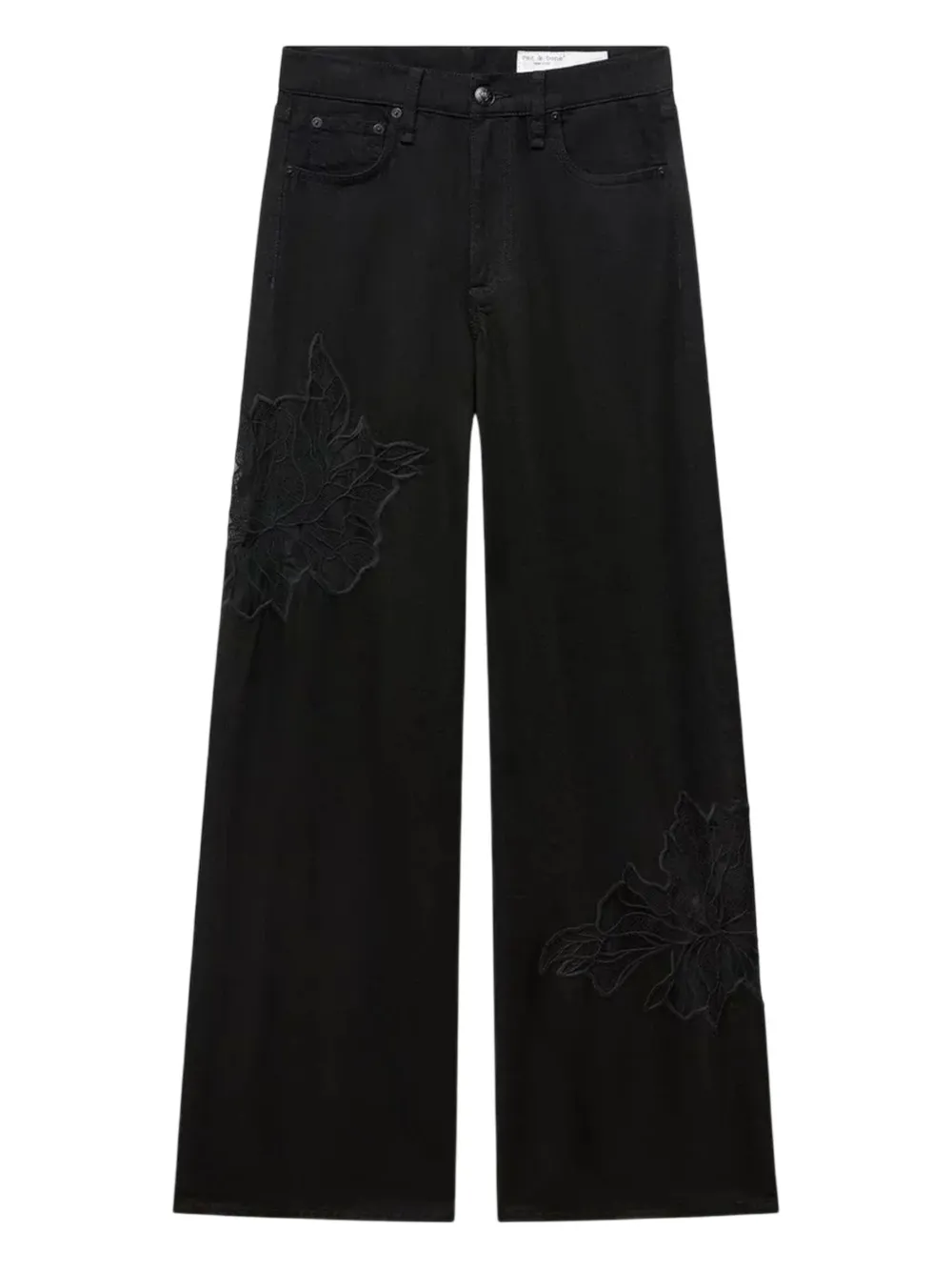 Rag & Bone Sofie Floral-detailed Trousers In Black