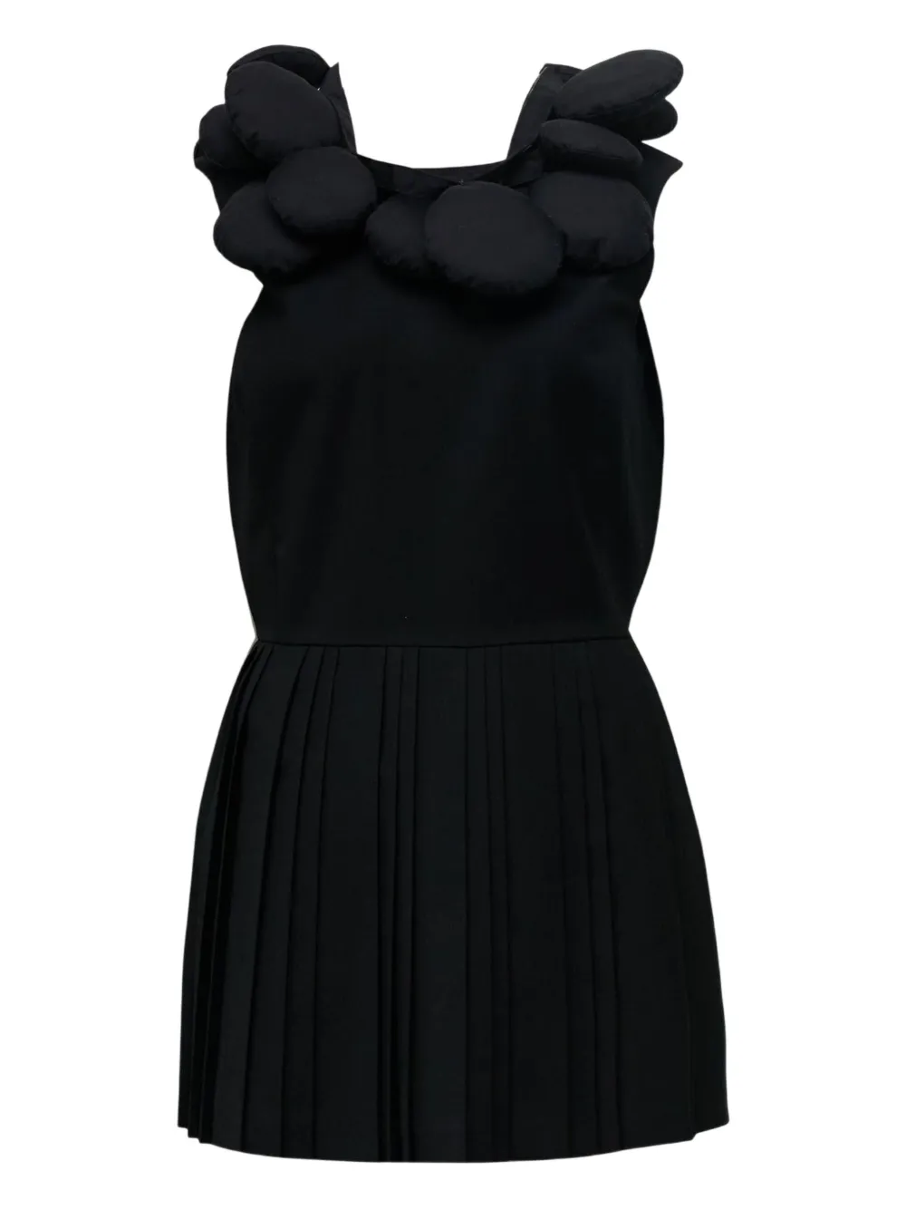PushBUTTON pleated mini dress - Zwart