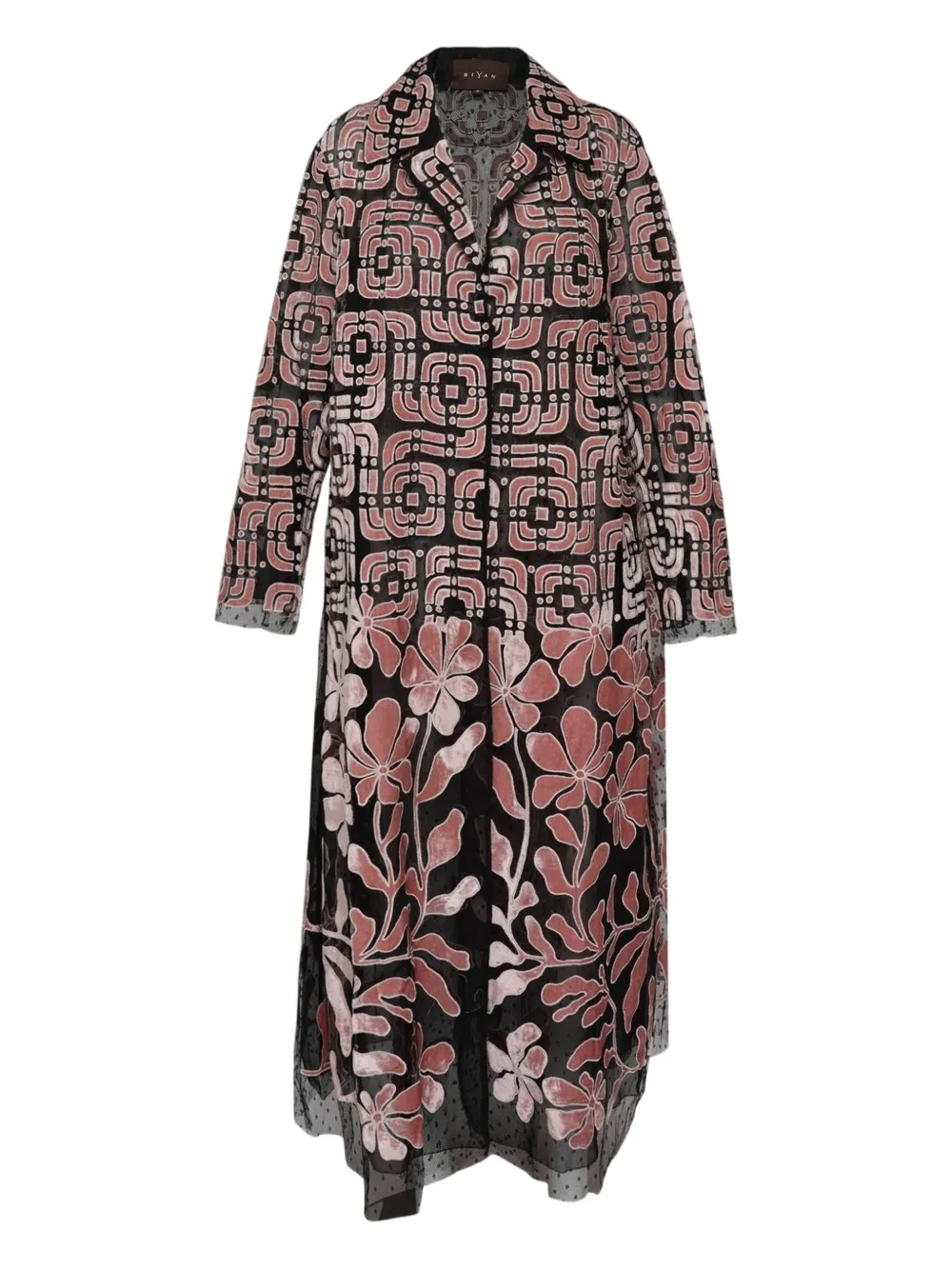 Biyan Tulle Velvet Coat In Brown