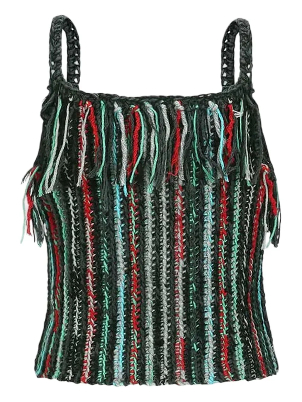 Andersson Bell Fringed Knitted V-neck Tank Top In Multi