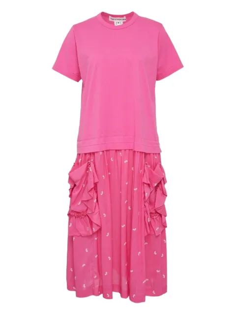Comme Des Garçons Girl side frills leaf pattern midi dress